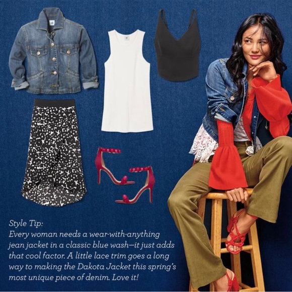 CAbi Dakota Denim Jean Jacket w/ removable lace - Picture 5 of 10